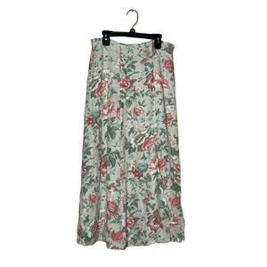 Vintage dressbarn cream floral flare maxi skirt Sz Large usa